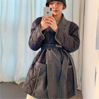 Striped Panel Padded Coat