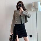 Pearl Button Long-sleeve Blazer