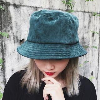 Velvet Bucket Hat Dark Green - M