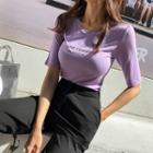 Letter Print Slim T-shirt