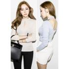 Long-sleeve Cutout-detail T-shirt