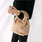 Hoop-handle Faux-fur Handbag With Shoulder Strap