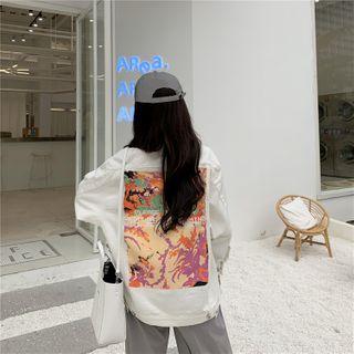 Printed Oversize Denim Jacket As Shown In Figure - One Size