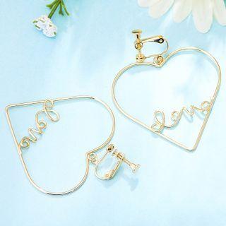 Lettering Heart Drop Earring / Clip-on Earring