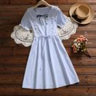 Short-sleeve Ruffled Striped A-line Dress