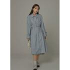 Belted Cotton Trench Coat Blue - One Size