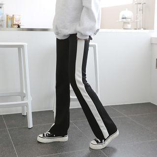 Band-waist Color-block Boot-cut Pants