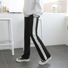 Band-waist Color-block Boot-cut Pants