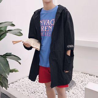 Cutout Lettering Hooded Light Jacket