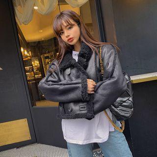 Double-breasted Faux-shearling Cropped Jacket