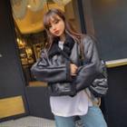 Double-breasted Faux-shearling Cropped Jacket