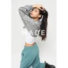 High-neck Cropped Zip-up Cardigan
