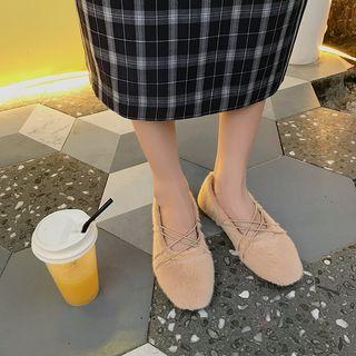 Faux Fur Strappy Flats