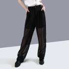 Chiffon Panel Dress Pants Black - One Size