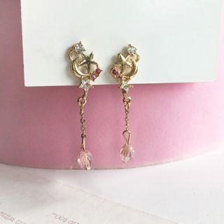Faux Crystal Alloy Moon & Star Dangle Earring
