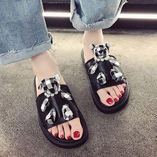 Bear Detail Slide Sandals