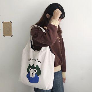 Corduroy Bear Print Tote Bag