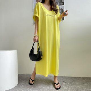 Letter Neon Long T-shirt Dress