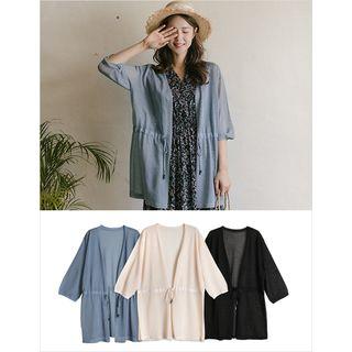 Tie-front Drawstring Summer Cardigan