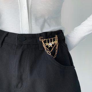 Star Safety Pin Jeans Waist Adjuster Gold - One Size