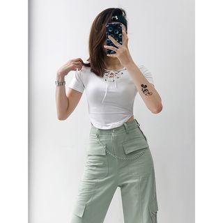 Lace-up Crop T-shirt