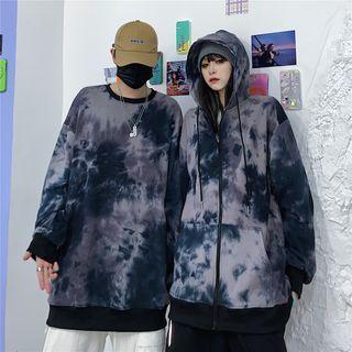 Couple Matching Dye Print Pullover / Hooded Zip Jacket