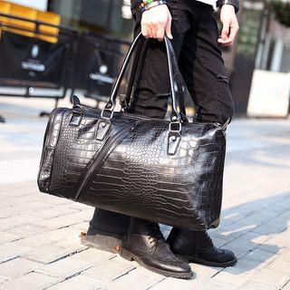 Faux Croc Grain Leather Carryall Bag