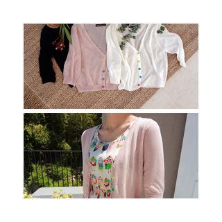 V-neck Colored Button Cardigan