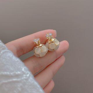 Sterling Silver Cat Eye Stone Drop Earring E5137 - Gold - One Size