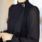 Scarf-detail Puff-sleeve Top