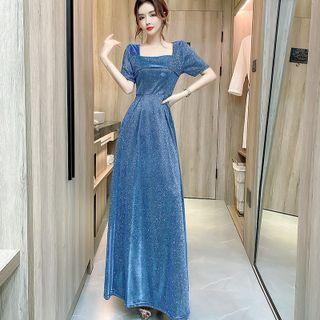 Square-neck Maxi A-line Dress