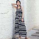 Sleeveless Geometric Print Maxi A-line Dress / Midi Dress