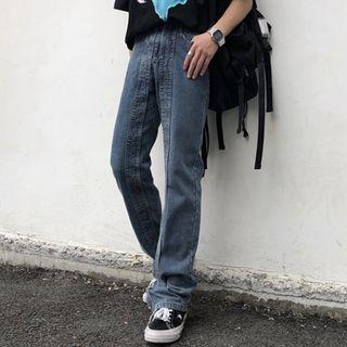 Straight Fit Leg Plaid Jeans