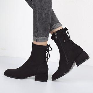 Block-heel Zip-up Side Short Boots