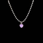Heart Pendant Stainless Steel Necklace Purple Heart - Silver - One Size
