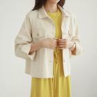 Raglan-sleeve Loose-fit Jacket Cream - One Size