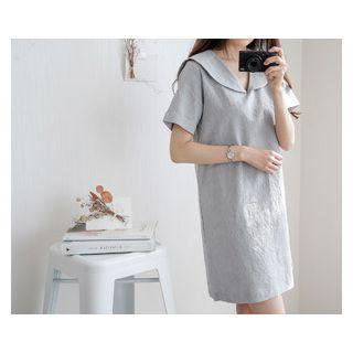 Sailor-collar Linen Dress