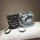 Lettering Transparent Chained Bucket Bag