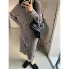 Long-sleeve Collar Midi Sweater Dress / Vest