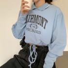 Lettering Polo-neck Pullover / Wide Leg Jeans