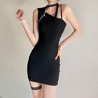 Asymmetrical Sleeveless Zip Detail A-line Dress