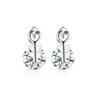925 Sterling Silver Elegant Romantic Cupids Arrow Earrings And Ear Studs With Cubic Zircon Silver - One Size