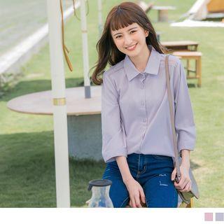 Lace Panel Long Sleeve Blouse