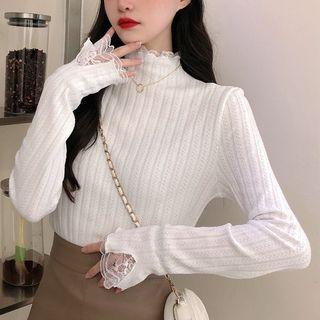 Plain Lace Mock-neck Sweater