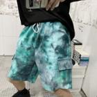 Tie-dyed Side Pocket Drawstring Waist Shorts