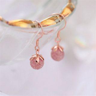 Faux Crystal Sterling Silver Dangle Earring 1 Pair - Eh0943 - Earrings - Rose Gold - One Size