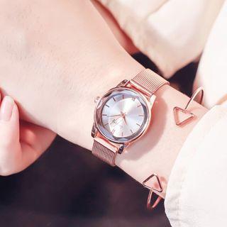 Set: Metal Strap Watch + Triangle Bangle
