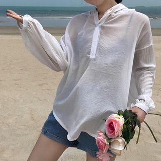 Long-sleeve Chiffon Hooded T-shirt