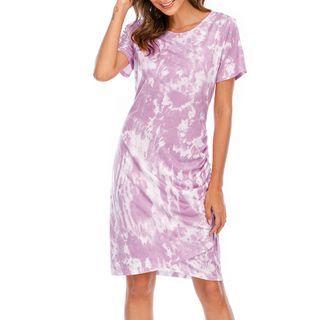 Short-sleeve Tie-dyed Mini T-shirt Dress