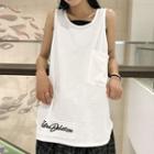 Sleeveless Letter Pocket T-shirt